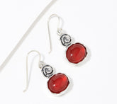 Or Paz Sterling Silver Floral Opaque Carnelian Gemstone Earrings